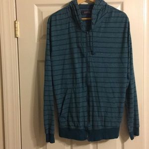 Blue Striped Full-Zip Sweatshirt